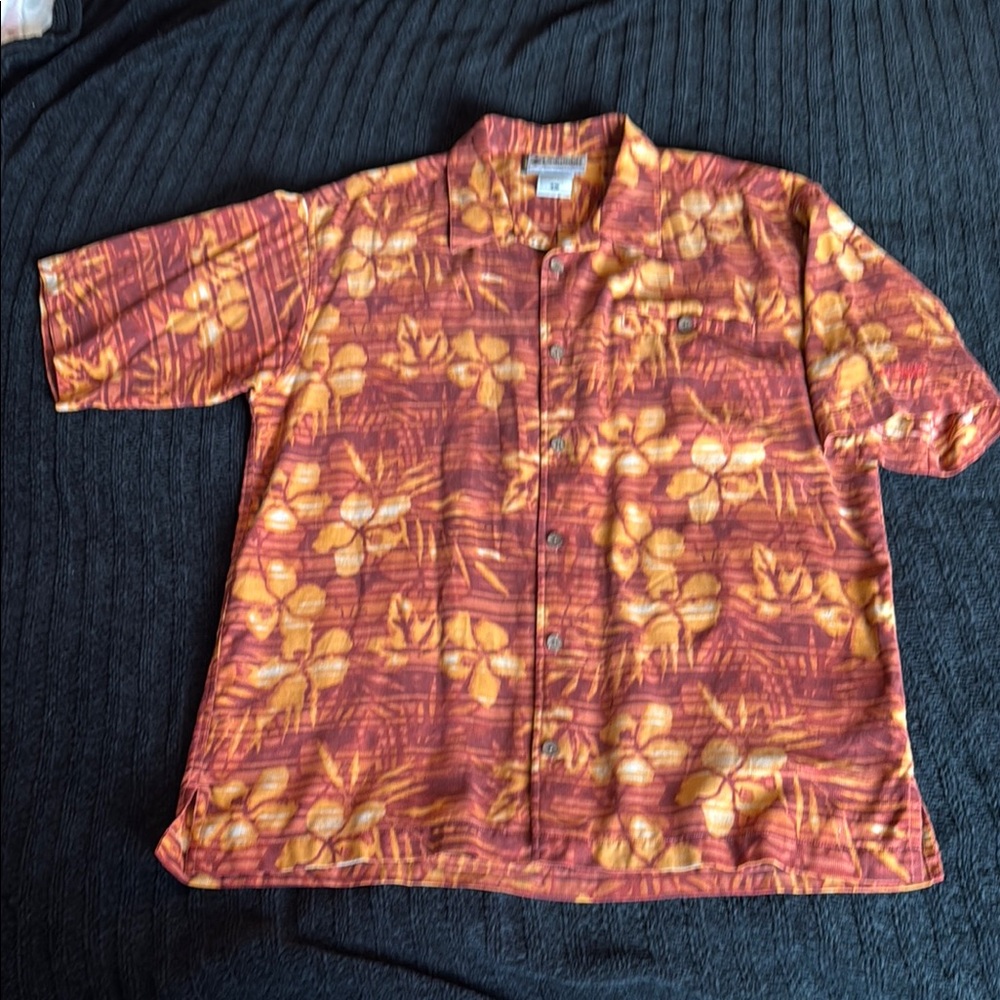 Columbia Hawaiian Floral Button-Up Shirt L